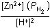 left bracket Zn squared positive right bracket  left parenthesis P subscript H2 right parenthesis  over left bracket H superscript positive right bracket squared